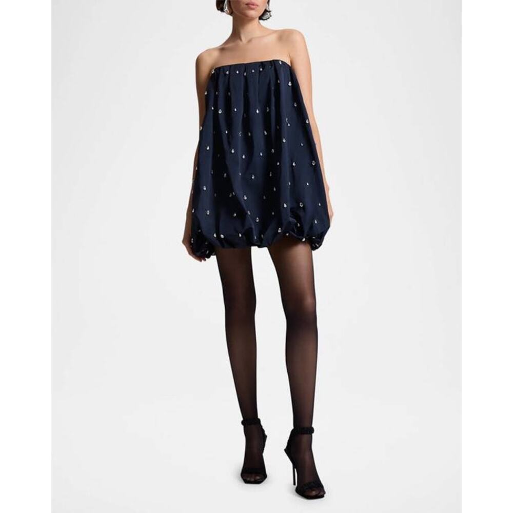 ALC Holly Embellished Strapless Bubble Hem Mini Dress in Navy 8